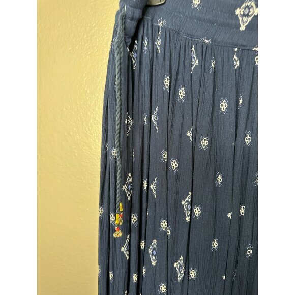 Take two Womens Blue Skirt Large vintage maxi elastic‎ waist pull on rayon - Picture 4 of 8